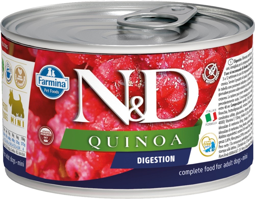 FARMINA N&D QUINOA DOG Digestion Mini Puszka dla psów TOFIVET
