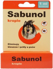 SABUNOL Krople na pchły i kleszcze 1ml dla psa 5-10kg 1szt.