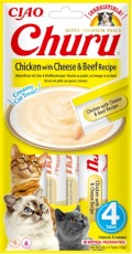 INABA Cat Churu Chicken Cheese Beef Kurczak Ser Wołowina 4x14g