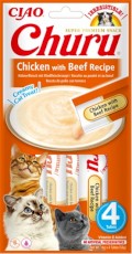 INABA Cat Churu Chicken Beef Krem Kurczak Wołowina 4x14g