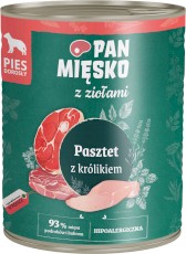 PAN MIĘSKO z Ziołami Pasztet z Królikiem dla psa 800g