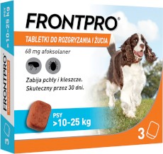 FRONTPRO Tabletki na pchły kleszcze 3szt. dla psa 10-25kg