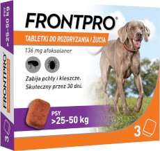 FRONTPRO Tabletki na pchły kleszcze 3szt. dla psa 25-50kg