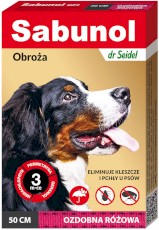 SABUNOL Obroża ozdobna Różowa na kleszcze pchły 50cm