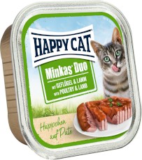 HAPPY CAT DUO Geflugel Lamm Kurczak Jagnięcina pasztet 100g