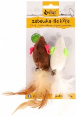 DINGO Myszki z piórkami Brąz Ecru dla kota