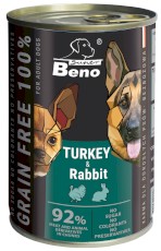 SUPER BENO Adult Bezbożowe Kąski Indyk z Królikiem w sosie 415g