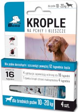 SUPER BENO Krople na pchły i kleszcze dla psów 20-40kg 4szt.