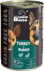 SUPER BENO Adult Bezzbożowe Kąski Indyk z Królikiem w sosie 415g