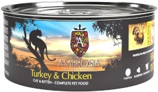 AMBROSIA Cat Kitten Turkey / Chicken Indyk i Kurczak bez zbóż 150g