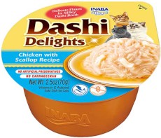 INABA Cat Dashi Delights Kawałki Kurczaka z Przegrzebkami w bulionie 70g