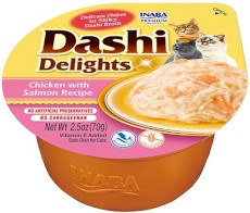 INABA Cat Dashi Delights Kawałki Kurczaka z Łososiem w bulionie 70g