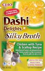 INABA Cat Dashi Delights Kawałki Kurczaka z Tuńczykiem i Przegrzebkami w bulionie 40g