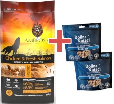 AMBROSIA Dog Adult Chicken / Fresh Salmon Kurczak i Świeży Łosoś 12kg + GRATIS DOLINA NOTECI