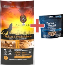 AMBROSIA Dog Adult Chicken / Fresh Salmon Kurczak i Świeży Łosoś 2kg + GRATIS DOLINA NOTECI