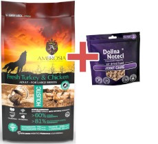 AMBROSIA Dog Adult Large Fresh Turkey / Chicken Świeży Indyk i Kurczak 2kg + GRATIS DOLINA NOTECI