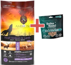 AMBROSIA Dog Adult Fresh Venison / Lamb Świeża Dziczyzna i Jagnięcina 2kg + GRATIS DOLINA NOTECI