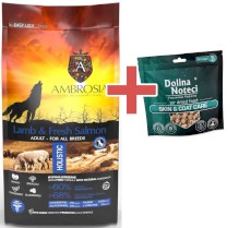 AMBROSIA Dog Adult Lamb / Fresh Salmon Jagnięcina i Świeży Łosoś 2kg + GRATIS DOLINA NOTECI