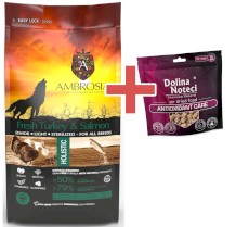 AMBROSIA Dog Senior Light Sterilized Fresh Turkey / Salmon Świeży Indyk i Łosoś 2kg + GRATIS DOLINA NOTECI