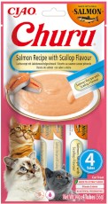 INABA Cat Churu Salmon Scallop Łosoś Przegrzebki 4x14g