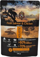 AMBROSIA Cat Adult / Sterilized Fresh Salmon / Chicken Świeży Łosoś i Kurczak 100g ⬛⬛BLACKWEEK⬛⬛