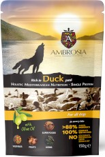 AMBROSIA Dog Mediterranean Duck Paté Kaczka Saszetka 150g