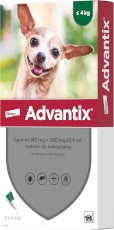 ADVANTIX Krople dla psa na kleszcze pchły S do 4kg 4szt.