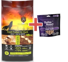 AMBROSIA Dog Adult Fresh Turkey / Duck Świeży Indyk i Kaczka 2kg + GRATIS DOLINA NOTECI