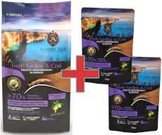 AMBROSIA Dog Senior Light Mediterranean Fresh Sardine / Cod Świeże Ryby 5kg + 200g GRATIS
