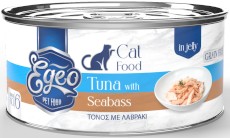 EGEO Cat Food Adult Tuńczyk z Okoniem w Galaretce dla kota Puszka 85g