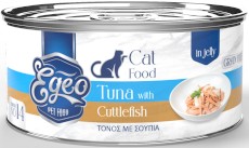 EGEO Cat Food Adult Tuńczyk z Mątwą w Galaretce dla kota Puszka 85g