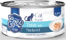 EGEO Cat Food Adult Tuńczyk z Makrelą w Sosie dla kota Puszka 70g