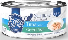 EGEO Cat Food Sterilized Tuńczyk Ryby Oceaniczne w Galaretce dla kota Puszka 80g