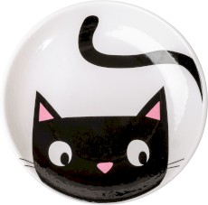 GLEE Cat Food Plate Wiggle White Black Talerz ceramiczny dla kota