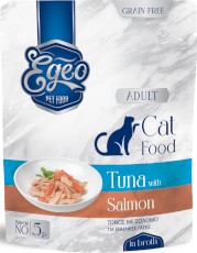 EGEO Cat Food Adult Tuńczyk z Łososiem w rosole dla kota Saszetka 85g