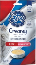 EGEO Cat Creamy Sterilised Urinary Support Pasta Wołowina z Żurawiną dla kota 5szt
