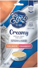 EGEO Cat Creamy Sterilised Urinary Support Pasta Łosoś z Żurawiną dla kota 5szt