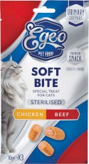 EGEO Cat Soft Bite Sterilised Urinary Support Kąski Kurczaka z Wołowiną dla kota 3szt.