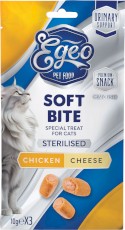 EGEO Cat Soft Bite Sterilised Urinary Support Kąski Kurczaka z Serem dla kota 3szt.