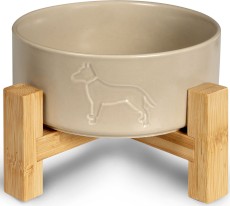 GLEE Food Drink Bowl Woof Miska ceramiczna na podstawce z bambusa Cigar M 900ml