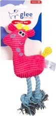 GLEE Giraffe Girl Squeaky różowa żyrafa dla psa ze sznurem i piszczałką