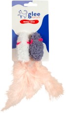 GLEE For Cats Wooly Mice Twins zestaw dwóch pluszowych myszek dla kota z piórkowymi ogonkami