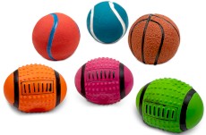 GLEE lateksowa piłka sportowa dla psa z piszczałką 10 cm mix wzorów i kolorów