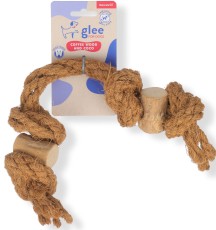 GLEE Gryzak z Drewna Kawowego i Podwójnego Sznura Kokosowego dla Psa Small 40 cm – naturalna zabawka Coffee Wood & Coco Rope