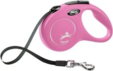 FLEXI NEW CLASSIC Smycz taśmowa S / 5m różowa