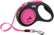 FLEXI NEW NEON Smycz taśmowa S / 5m różowa