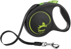 FLEXI Black Design Smycz taśmowa M / 5m zielona