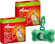 FIPREX DUO Krople na kleszcze pchły u psa S 2-10kg 2szt. + Worki na odchody GRATIS !!