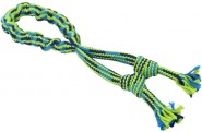 BUSTER COLOUR Zabawka linowa z podwójnym węzłem niebieski/limonkowy, 35 cm