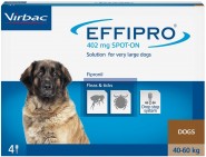 Virbac EFFIPRO Spot-On XL Pies 40-60kg Krople na kleszcze 4szt.
